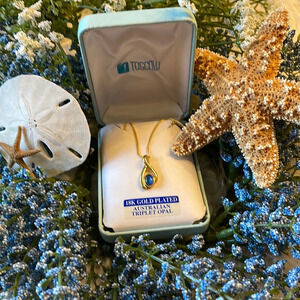 Toscow 18K Gold Plated Australian Triplet Opal necklace. New in box, never worn